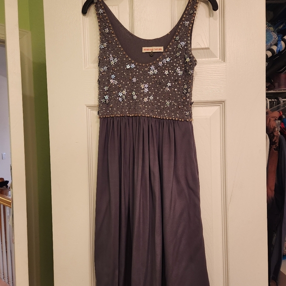 Rebecca Taylor gray silky requin dress, size 0 - Picture 2 of 7